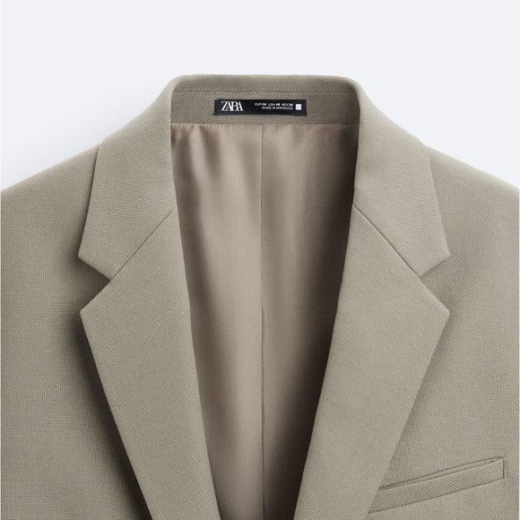 Zara NWT Greenish Textured Suit Jacket size US 38 - Picture 8 of 10